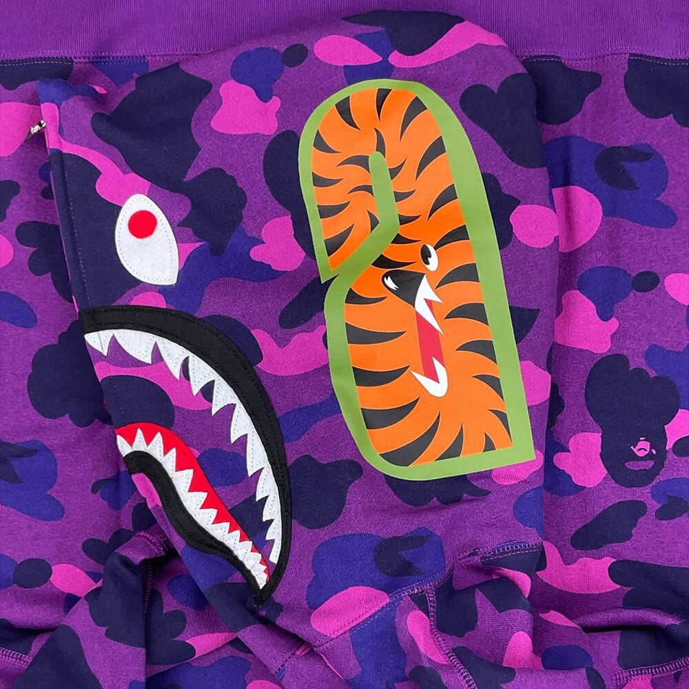 BAPE Color Camo Shark WGM Full Zip Hoodie Purple | A Bathing Ape - Picture 5 of 12